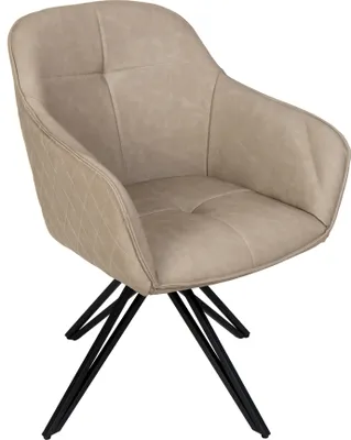 Produktbild von Refurbished Möbelretoure Drehstuhl 180 Grad drehbar Armlehnstuhl taupe Metallgestell schwarz ELBE