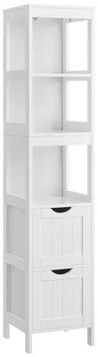 Immagine prodotto di Mobile bagno stretto 30x30x141 bianco moderno con 2 cassetti