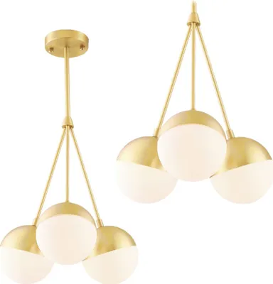 Zdjęcie produktu dla Lampa Wisząca Szklana Kula Mleczna APP688-3CP Złota