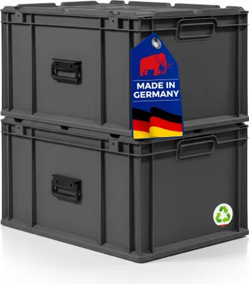 Produktbild von SuperSparSet 2x Eurobox NextGen Portable  Germany | HxBxT 33,5x40x60cm | 65 Liter | Schwarz | Eurobehälter, Transportbox, Transportbehälter, Stapelbehälter