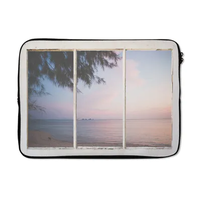 Produktbild von MuchoWow® Laptop Hülle 14 ZollAussicht - Palme - Meer Laptoptasche - Laptoptasche - Stoßsicher - Schutzhaube