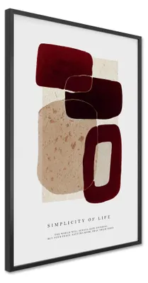 Immagine prodotto di STYLER, quadro decorativo da parete, 60x90 cm, poster "Simply Burgundy", arte astratta, decorazione moderna per parete, ideale per soggiorno, camera da letto o ufficio, con cornice