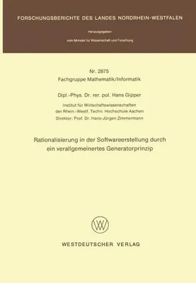 Obrázok produktu pre Rationalisierung in der Softwareerstellung durch ein verallgemeinertes Generatorprinzip