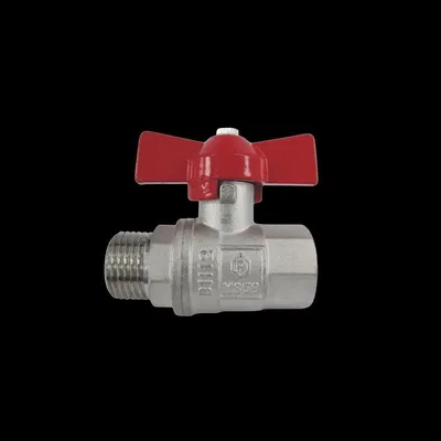 Produktbild von AquaCraft Kugelhahn 1/2 Zoll AG/IG 1001000140 mit Flügelgriff rot, Messing, DIN 50930-6
