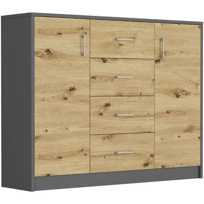 Produktbild von Kommode - Anthrazit / Eiche Artisan - 110 x 35 x 85 cm - Modern U-1