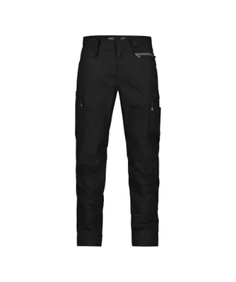 A pair of black cargo pants displayed on a white background.