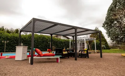 Image de Pergola bioclimatique 21.52m² gris anthracite - Habrita - PER3660BI -