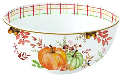 Produktbild von Müslischale HARVEST Herbst mit Kürbis D. 15cm weiß orange Porzellan Easy Life