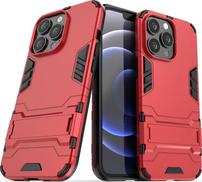 Produktbild von Mobigear Armor Stand iPhone 13 Pro Hülle Hardcase Backcover Stoßfest mit Ständer - Rot