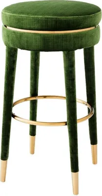 Produktbild von Casa Padrino Luxus Barhocker Grün / Messing Ø 41 x H. 78 cm - Runder Samt Hocker - Luxus Möbel