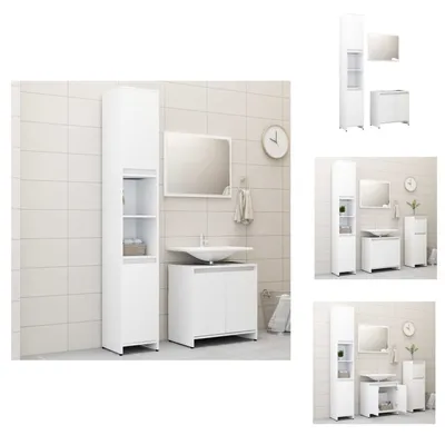 Immagine prodotto di vidaXL Set di mobili da bagno 3 pezzi in legno bianco - Set di mobili da bagno