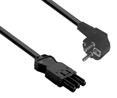 Image de Câble de raccordement Helos GST18 complet, fiche CEE 7/7 à 90° vers prise, noir, 5,0 m