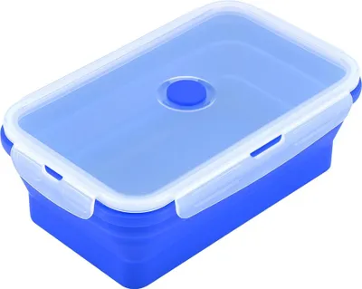 Obrázek produktu pro 1200 ml obdélníkový silikonový box bento, skládací krabička na oběd, nádoba na potraviny vhodná do mikrovlnné trouby (tmavě modrá)