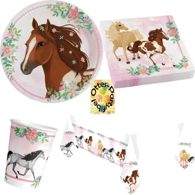 Produktbild von Pferdeparty Beautiful Horses-Party-Set 37tlg. - für 8 Pferdefreunde Teller Becher Servietten Tischdecke