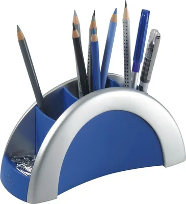 Produktbild von Stifteköcher Pen Butler silber/blau Packung mit 8 Stück