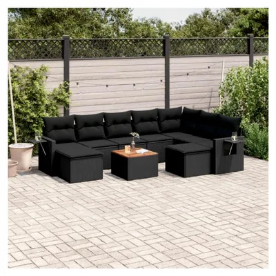 Produktbild von Gartenmöbel-Set mit 10 Kissen aus Polyrattan in Schwarz