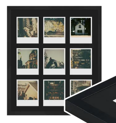Zdjęcie produktu dla Omgoods - Drewniana ramka na zdjęcia w stylu Polaroid, czarna, na 9 zdjęć