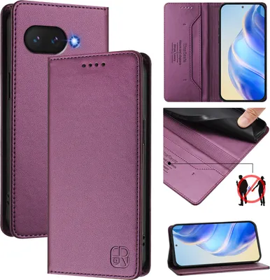 Produktbild von Lederhülle für Google Pixel 9A Hülle Flip Brieftasche Kartenfächern Ständer Schutzhülle Lila