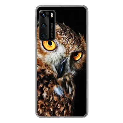 Produktbild von MuchoWow® Handyhülle Schutzhülle Hülle für Huawei P40 Eule - Schwarz - Gelb Silikon Softcase Handy Hülle - Handytasche