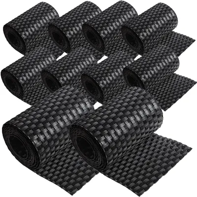 Immagine prodotto di ECI © Strisce decorative in rattan sintetico per recinzioni a listelli, colore nero, dimensioni 19 x 255 cm, confezione da 10 rotoli, modello RD04