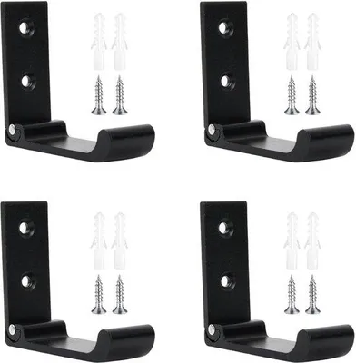 Produktbild von Opvouwbare Haakset, 4 Stück, schwarz, mit Schrauben, robuste Wandhalterung, Handtuchhalter, Garderobenhaken für Tür, Badezimmer