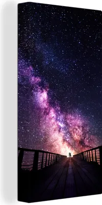 Produktbild von MuchoWow® - Leinwandbilder - Universum - Galaxie - Lila - Jungen - Mädchen - Kinder, Wandbild, Wanddeko Bilder Wohnzimmer, 20x40 cm