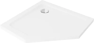 Zdjęcie produktu dla Mexen Flat brodzik pięciokątny slim 80 x 80 cm, biały, syfon chrom - 41P108080