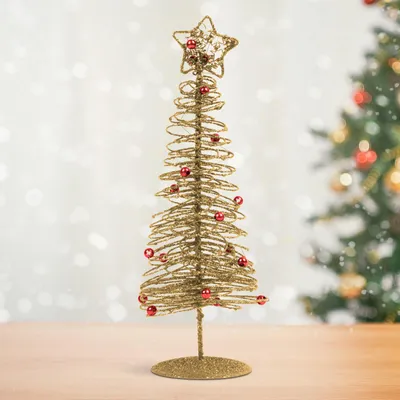 Obrázek produktu pro Lesklý, kovový vánoční stromeček – 28 cm