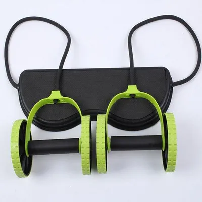 Obrázok produktu pre Mini elastický trenažér, nastaviteľná elastická šnúra, dvojité koliesko, malý fitness prístroj do domácnosti, ideálny pre ženy na posilňovanie brušných svalov.
