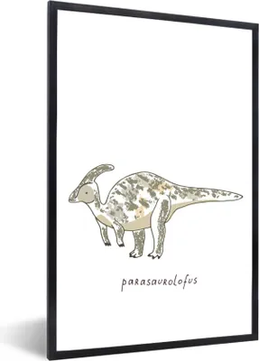 Produktbild von MuchoWow® Gerahmtes Poster Kinderzimmer - Parasausolophus - Dinosaurier - Junge - Mädchen - Kind 40x60 cm - Poster mit Schwarzem Bilderrahmen Wandposter Rahmen Foto Bilder - Papierdruck - Wandbilder