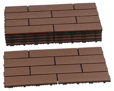 Produktbild von ISOISL 6 Stück Terrassenfliesen 30 x 60 cm mit Klicksystem, UV- und witterungsbeständig für Terrasse, Pool und Balkon Braun