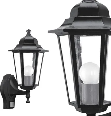 Image de Rabalux Luminaire de façade noir avec détecteur de mouvement Velence pour ampoule E27 8217