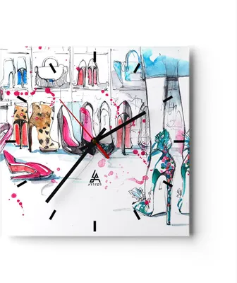 Produktbild von Wanduhr - Quadrat - Glasuhr - Zubehör attraktiv unbeschwert - 30x30cm - Schleichendes Uhrwerk - Lautlos - zum Aufhängen bereit - Dekoration Modern - Wanddekoration aus Glas - C3AC30x30-3118