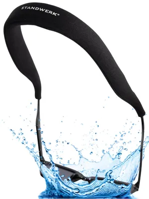Produktbild von STANDWERK® Brillenband Schwimmfähig [bis 45 g] Brillenband Sport - Für sicheren Halt deiner Sonnenbrillen beim Wassersport, Segeln, Kajak & Schwimmen - Sportbrillenband aus Neopren – Schwarz