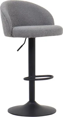 Immagine prodotto di Sgabello da bar HYDRA – Bouclé grigio chiaro – Altezza regolabile 86-107 cm – Piedi in metallo – Stile moderno