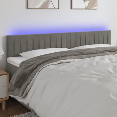 Produktbild von The Living Store LED Kopfteil Hellgrau 160x5x78/88 cm Samt