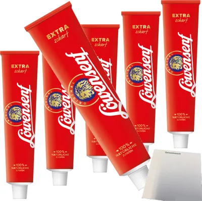 Produktbild von Löwensenf Extra Senf extra scharf 6er Pack (6x200ml Tube) + usy Block