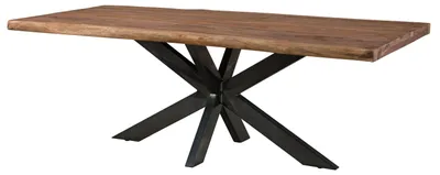 Produktbild von MASSIVMOEBEL24.DE Baumtisch Sheesham 180x90x77 grau gebeizt / Kreuzgestell anthrazit glänzend FREEFORM 5