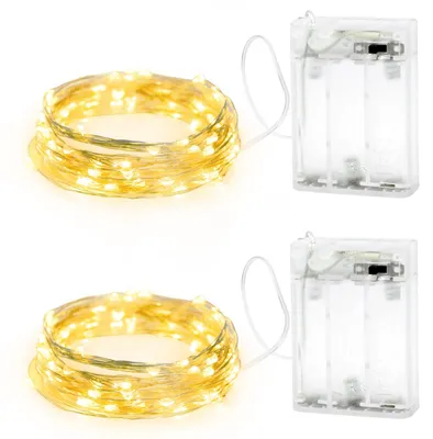 Lichterkette 2 m, 20 LEDs, batteriebetrieben, warmweiß, für Innen