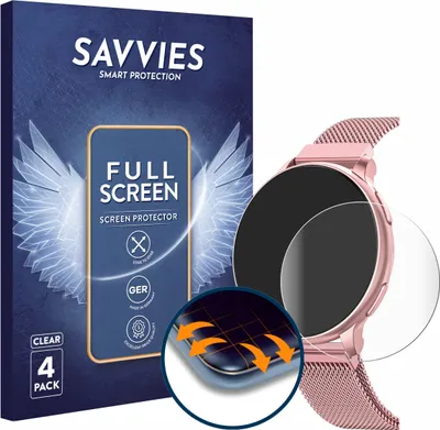 Produktbild von 4x Savvies Fullscreen Schutzfolie für Banlvs Smartwatch 1.27" Displayschutz Folie Fullcover Klar Transparent