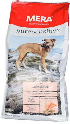 Produktbild von MERA Pure sensitive, Adult, jede Rasse, Reis, Lachs, 12,5 kg