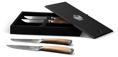 Produktbild von Damast Steak Messer Olivenholz, 4er Set