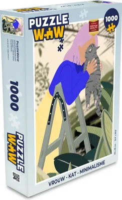 Obrázek produktu pro MuchoWow® Puzzle 1000 dílků Žena - Kočka - Minimalismus - Hračky - Pro malé i velké - Hry - Skládačky