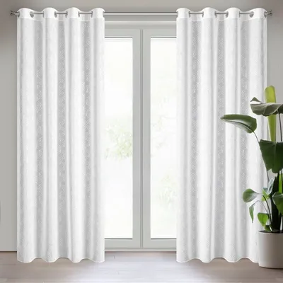 Produktbild von Gardine OLZA weiß silber 140x250 cm  Ösen Ösenvorhang