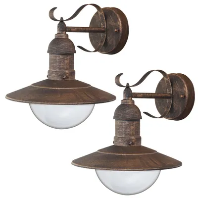 Image de 2 appliques murales extérieures Rabalux Oslo, finition dorée, pour façade, douille E27, puissance maximale 60 W, indice de protection IP43, 230 V