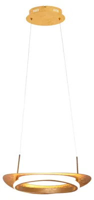 Produktbild von Pendelleuchte - LED Pendelleuchte "PISA", Hängelampe im Retro Style, ausMetall und Kunststoff in gold, 120 cm hoch, Maße 40 x 26 cm, Inkl. LED – dimmbar