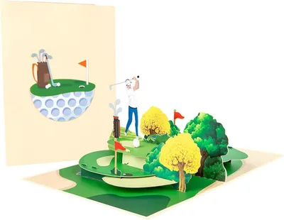 Productafbeelding van 3D Golf Kaart - Pop-up kaart Cadeaukaart - Verjaardag Vieren - Uniek Ontwerp - 15 x 20 cm - Groen