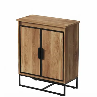Produktbild von Waschtischunterschrank für das Badezimmer, 2 Türen, Loft-Stil, hellbraun, Regalboden, 80 cm