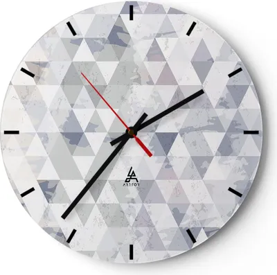 Produktbild von Wanduhr - Rund - Glasuhr - Abstraktion modern - 40x40cm - Schleichendes Uhrwerk - Lautlos - zum Aufhängen bereit - Dekoration Modern - Wanddekoration aus Glas - C3AR40x40-4075