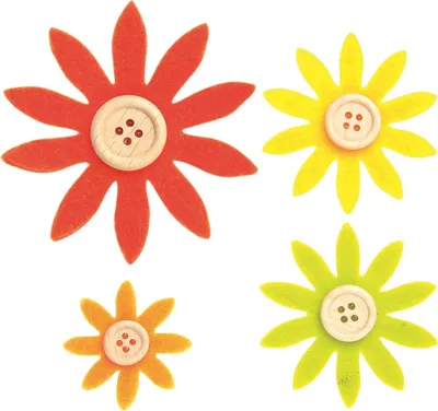 Produktbild von Glorex Filzblumen 12 Stück, 3,5 - 7 cm, gelb, orange, grün